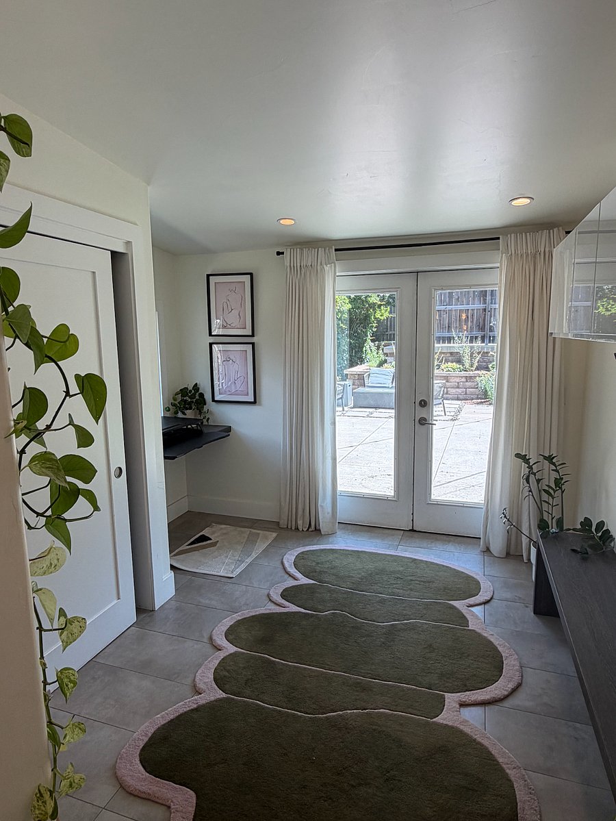 View from kitchen into mudroom/backyard 