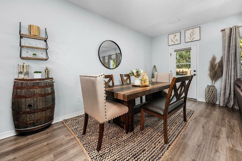 Beautiful, Comfortable Dining Area with Unique Bar