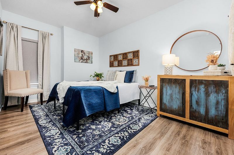 Bedroom 2, Queen bed, Roomy Cabinet, Closet with Bench, Baskets and Hooks