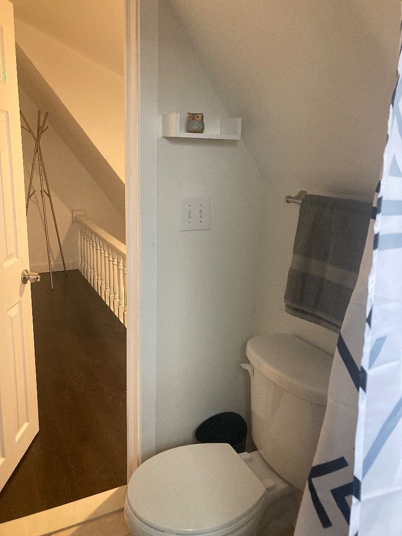 bathroom at the end of the hall