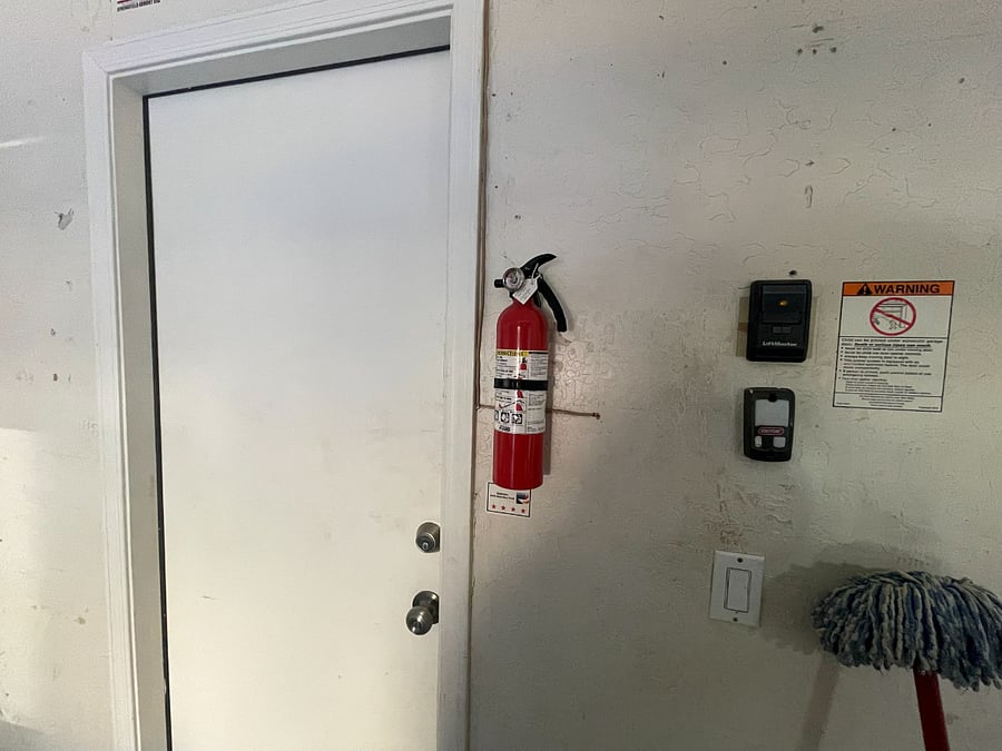 fire extinguisher in garage