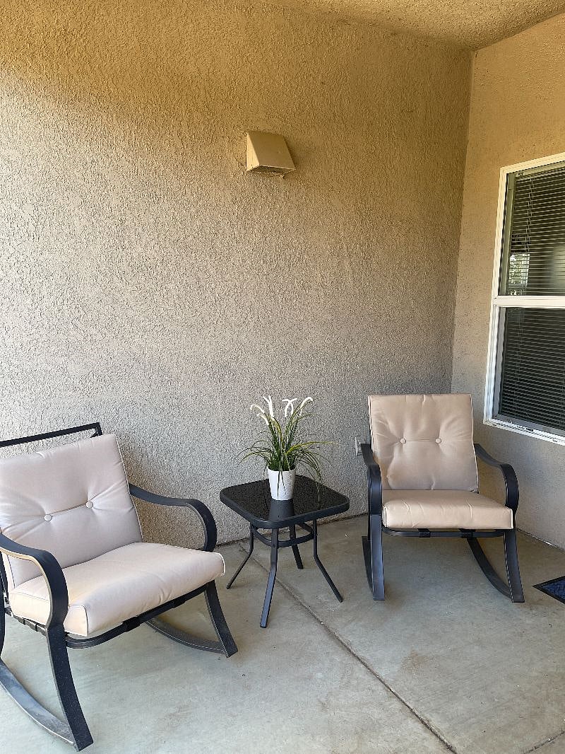 Covered patio  is great to for unwinding .