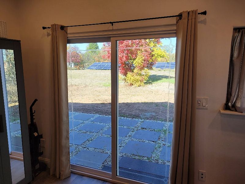 Sliding door from bedroom, looking out.