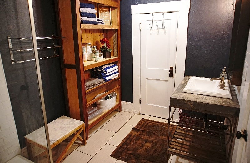 3/4 Bathroom has a large walk-in shower, sink, and toilet