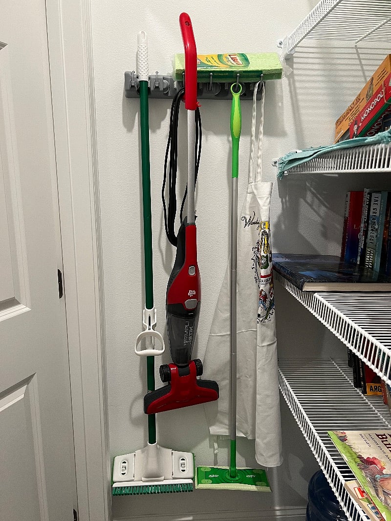 Mop, vacuum, and swifter for guest use