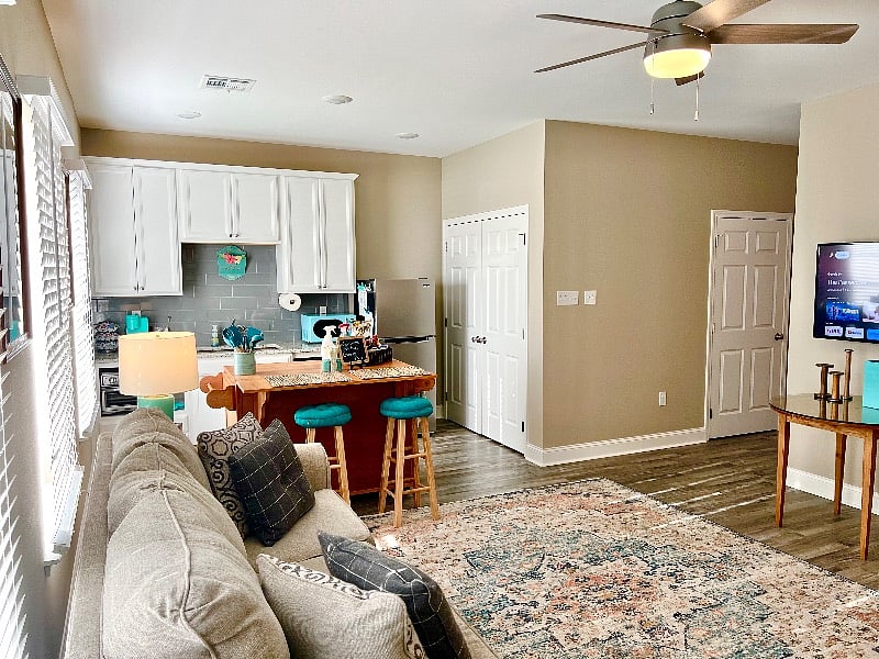 Great open guest suite with kitchenette, large pantry, spacious custom island.