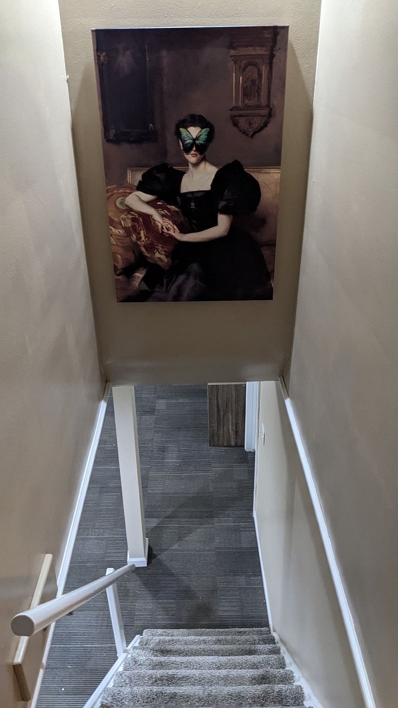 Stairway down to the basement laundry room