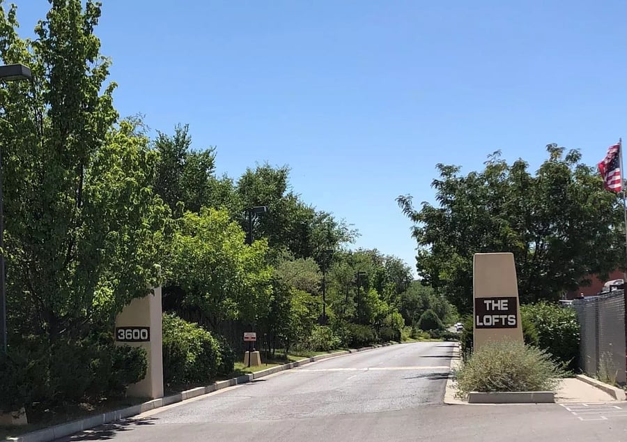 Entry To the LOFTS complex off of Cerrillos Rd.
