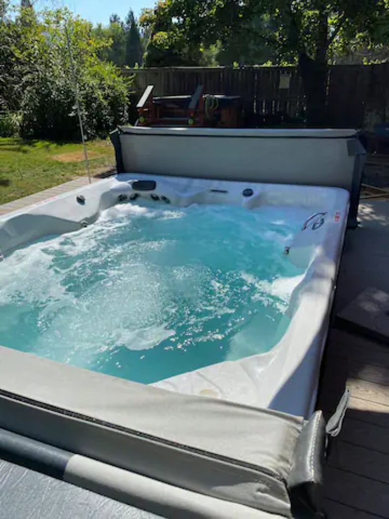 The shared swim spa...acooling down spot in hot weather and a great water fitness center year-round.