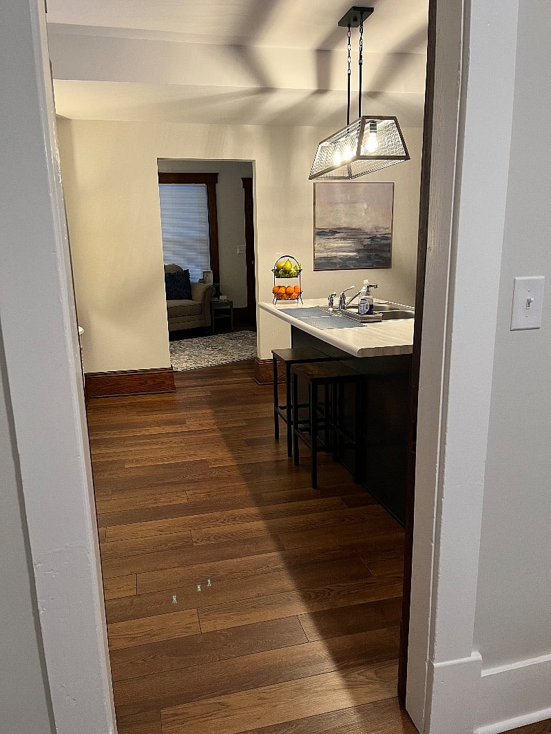 View from kitchen to living room