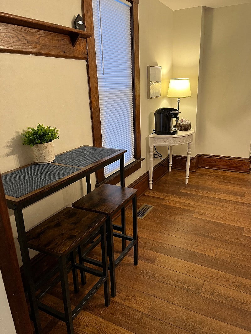 Kitchen table nook and coffee station