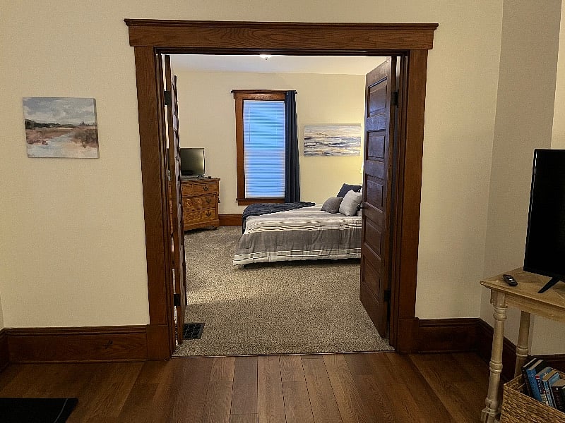 Check out these beautiful double doors to front bedroom!