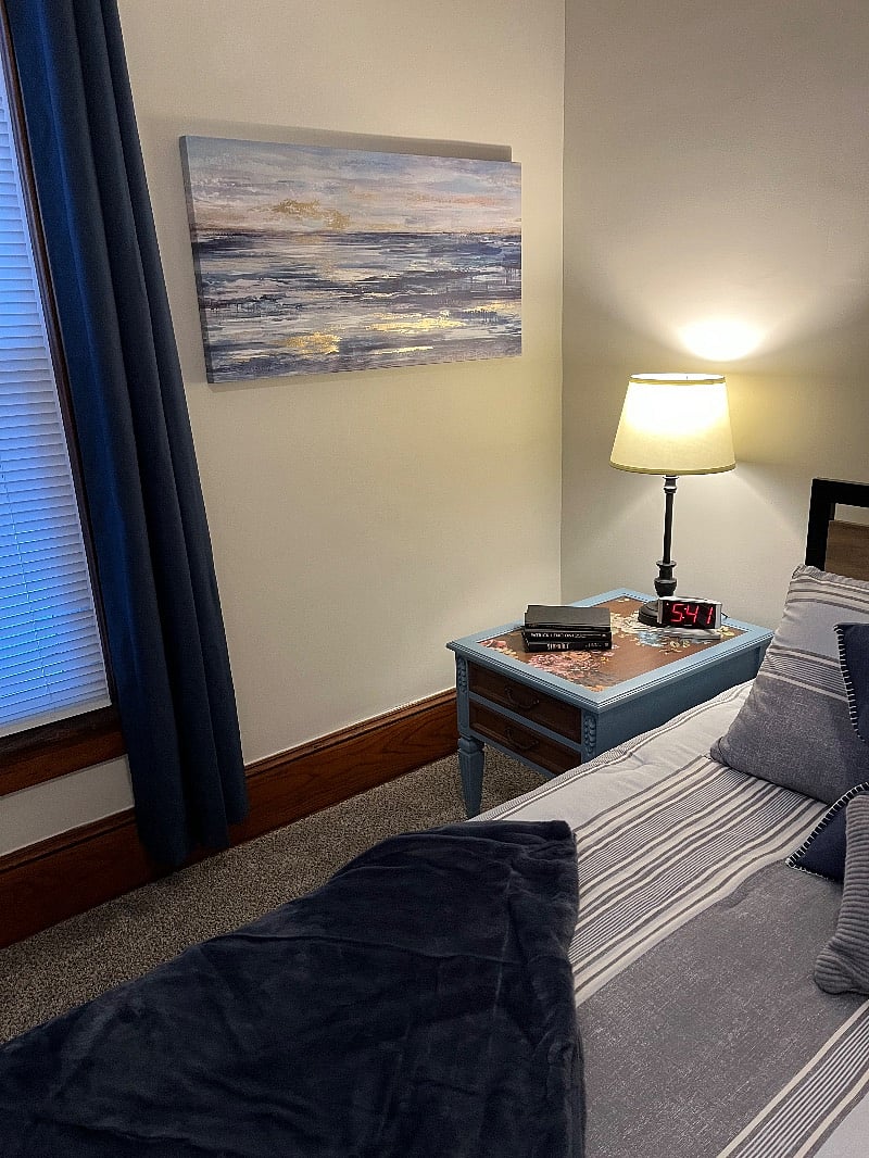 Serene bedroom with blackout curtains... catch some ZZZ's