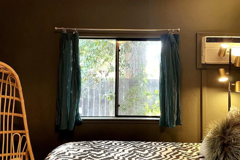 Your bedroom overlooks a quiet back part of the home's garden. Lots of privacy (from other residents and the neighbours) but you will see the house dog back there once in a while.