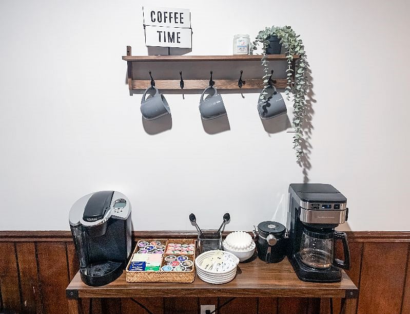 Convenient Coffee Bar for your Morning Cup of Coffee or Tea