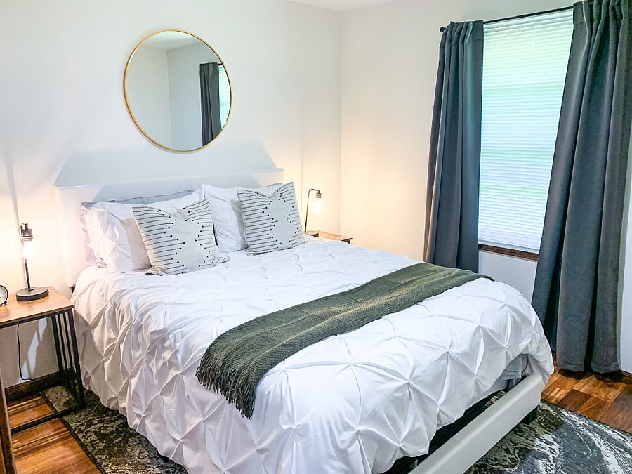 Bedroom 2 Featuring an Elegant Queen Bed & Plush Bedding