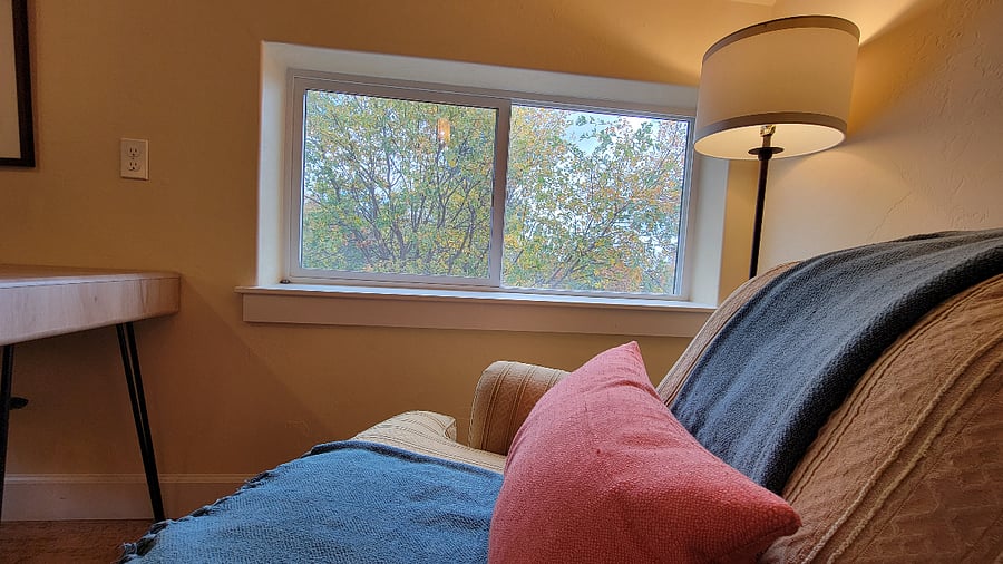 Cozy reading nook upstairs in the Loft.