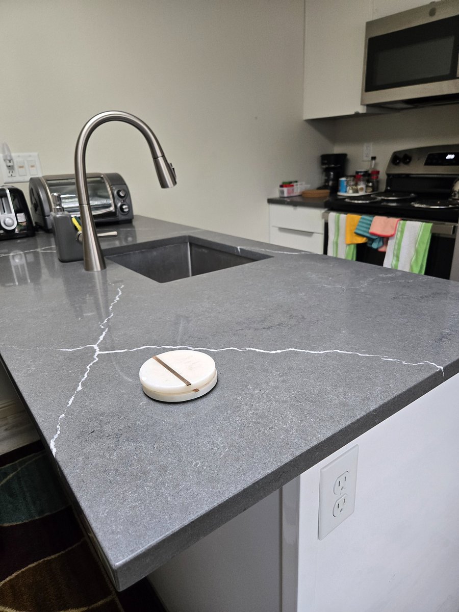 New quartz countertops and new cabinets. Stainless steel sink and dishwasher 