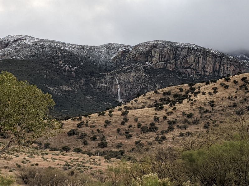 When we get enough rain, this waterfall is viewable from the front patio.