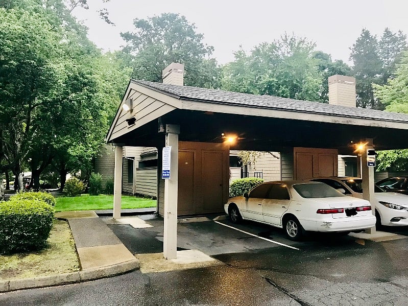 Free onsite parking in covered carport included. There is space for one vehicle.