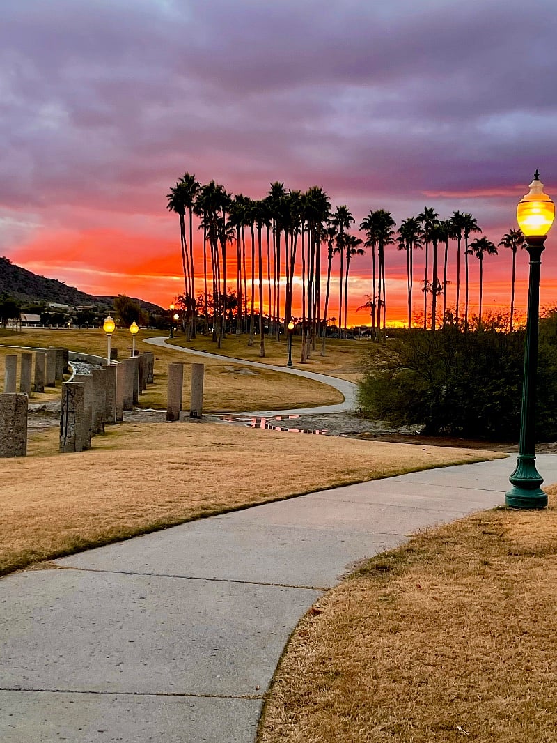 North Lake walkway at sunset