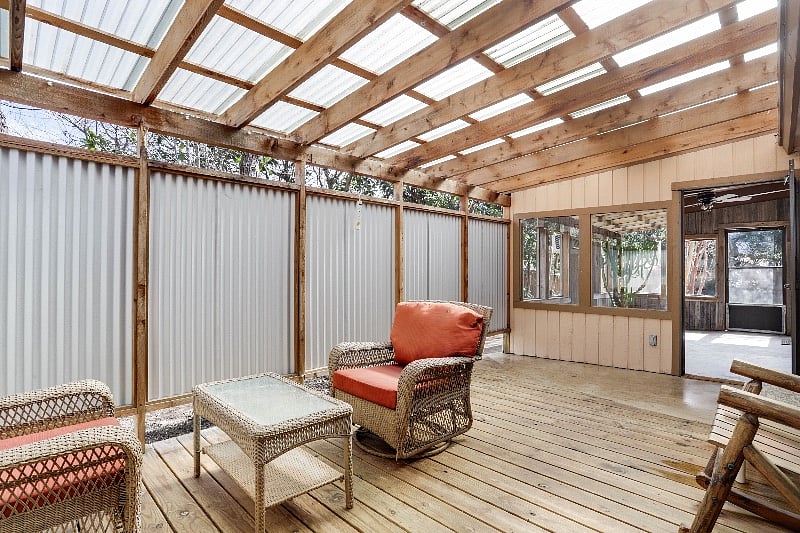 Covered, outdoor patio for lounging, reading or a cup of coffee as the sun rises. Accessible from the Master Ensuite and Living Area.