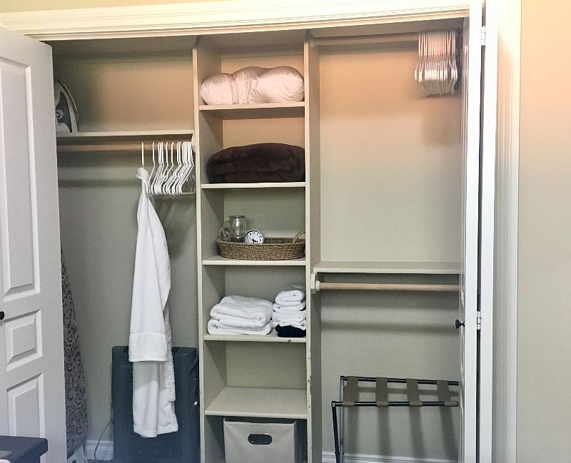 Plenty of storage area with the dresser and closet.