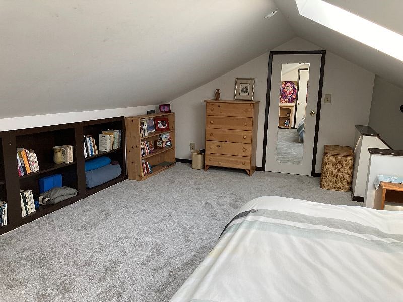 Upstairs bedroom.
Large walk-in closet. Big enough to store clothes, luggage, backpacks, etc.