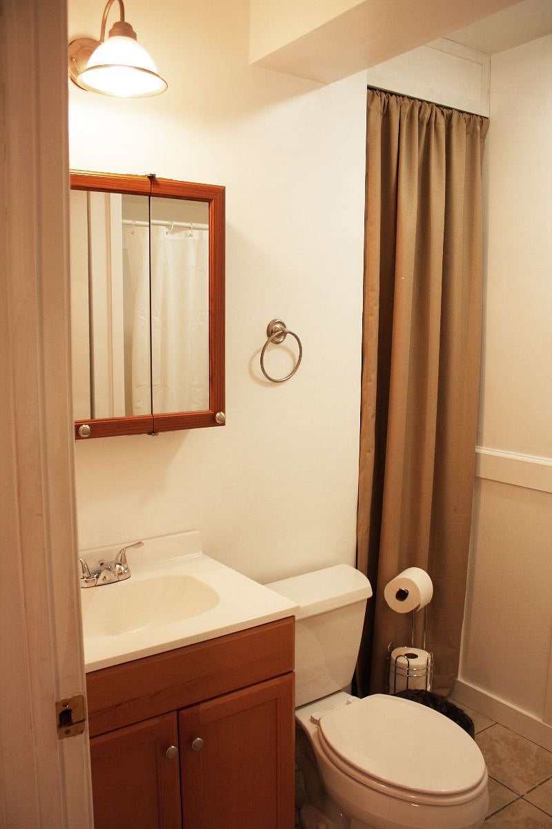 The bathroom.
