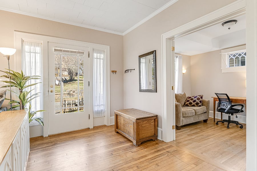 Office is just off the living room.