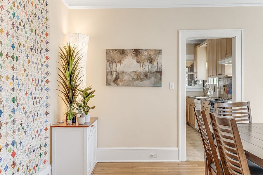 Dining room gets plenty of afternoon sun.