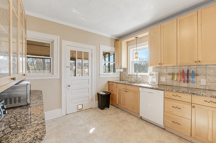 Kitchen has plenty of windows facing South and West