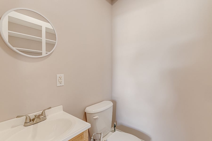 Half bath off the office, features handmade vanity