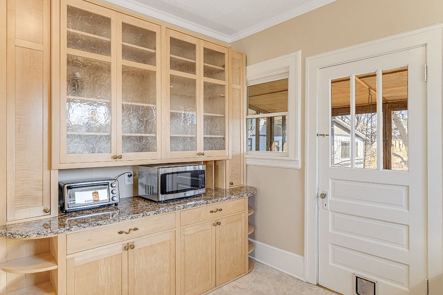 Handmade maple china cabinet, with microwave and toaster