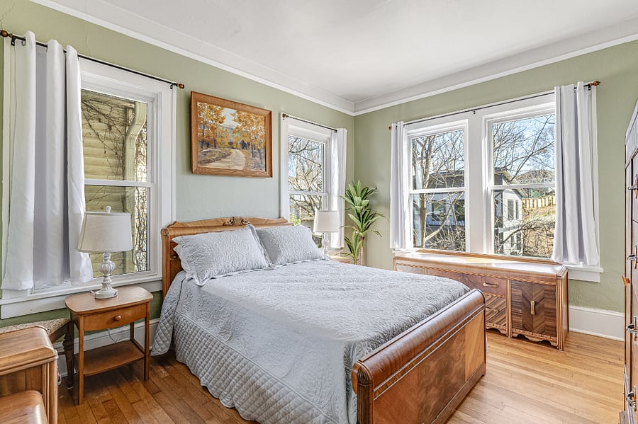 Master bedroom looks onto back yard