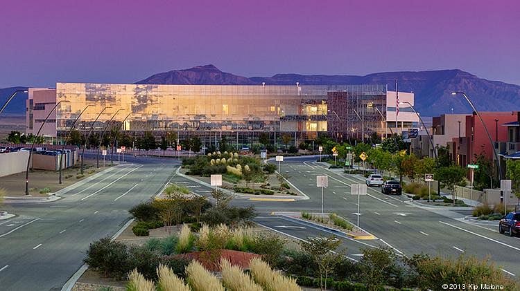 Aperture Center. Contains the Eatery, gym and currently under construction grocery store and brewery restaurant. UNM film school also located in Aperture Center