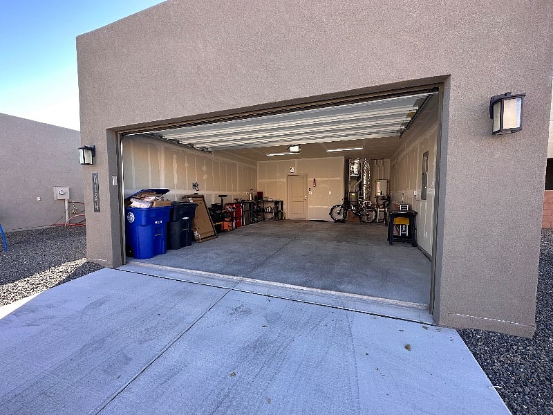 Oversized garage that easily fits two vehicles (including trucks)