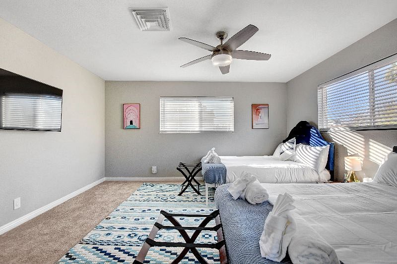 Bedroom #5: 2 Queens, ensuite bathroom, TV, walk in closet