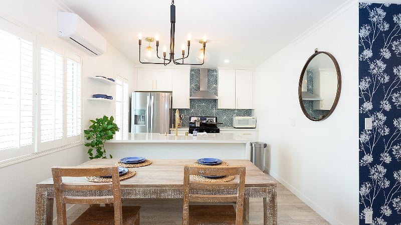 Open space kitchen and dining room