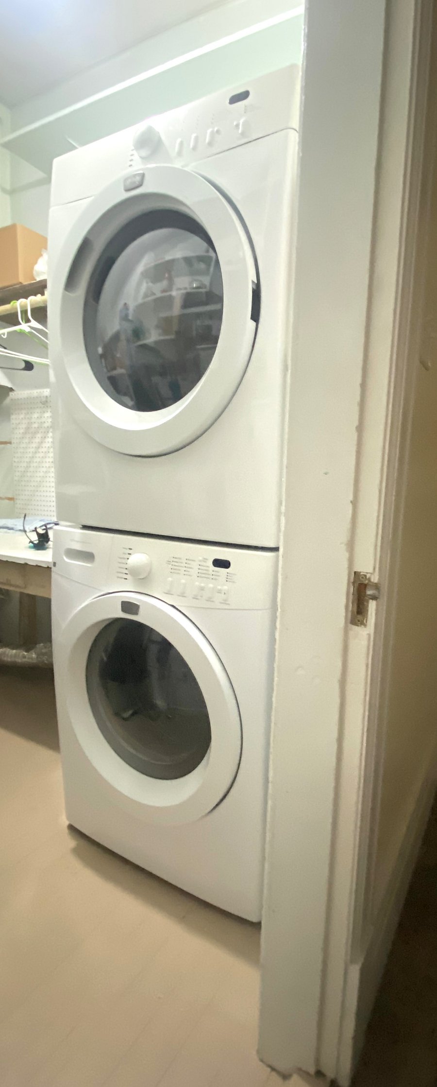 Washer and dryer in unit.