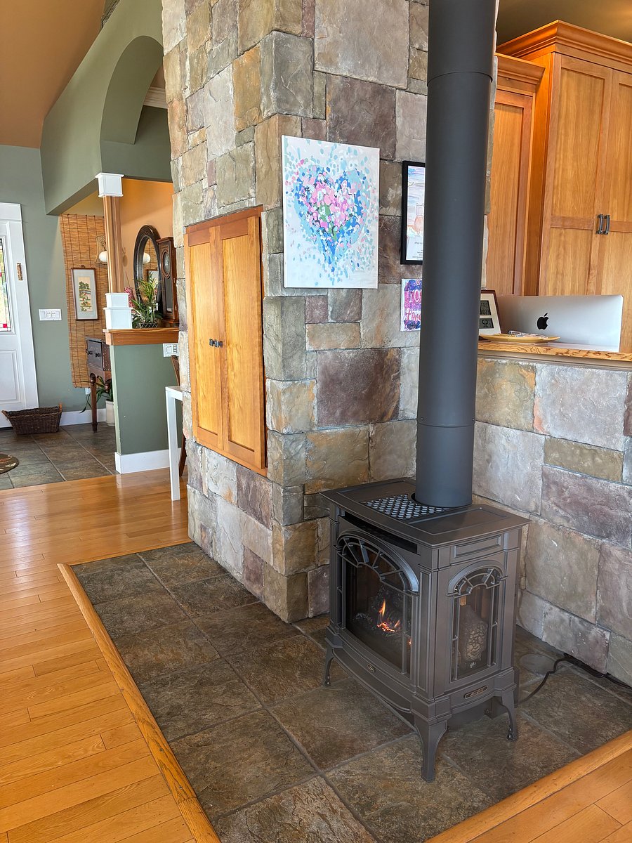 New propane stove with remote control for ease of operation.