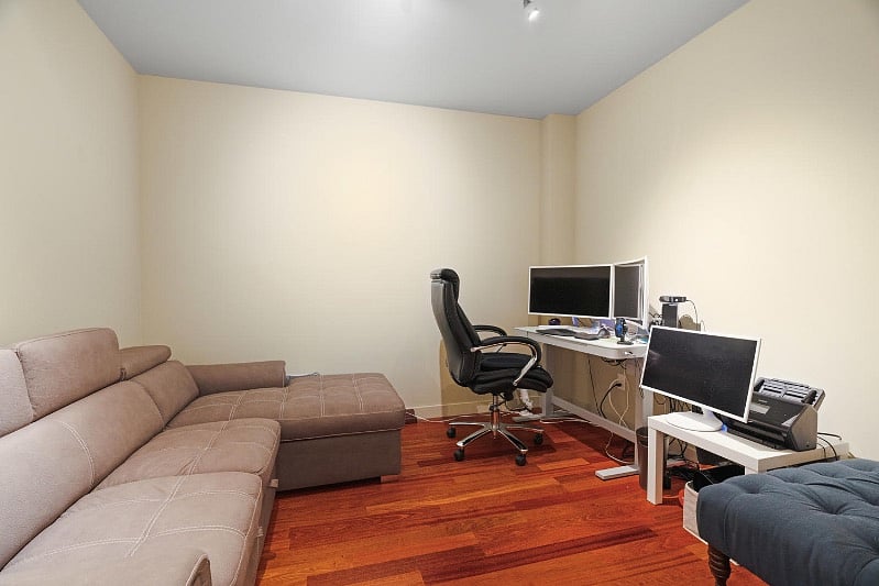 Adjustable standing desk is included. Computer monitors are NOT included.