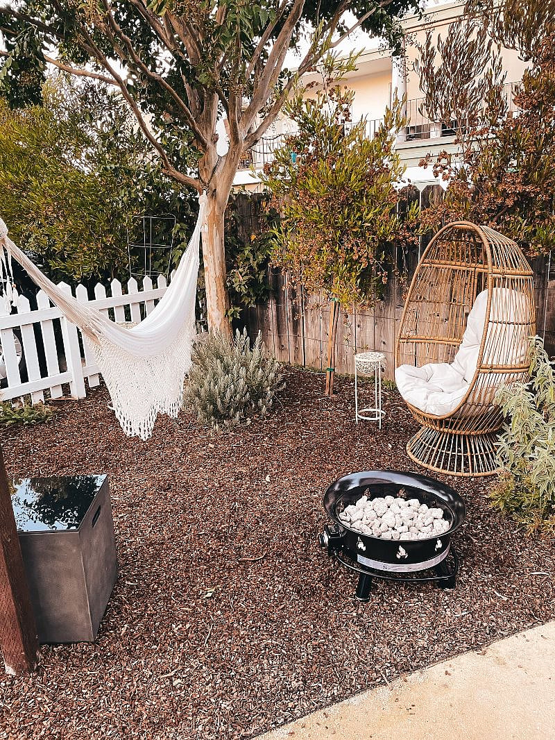 Backyard with fire pit and grill