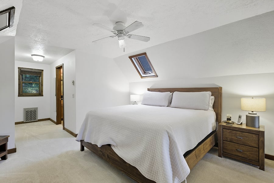 King bed in loft bedroom