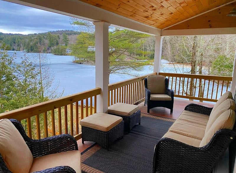 Porch overlooking lake.