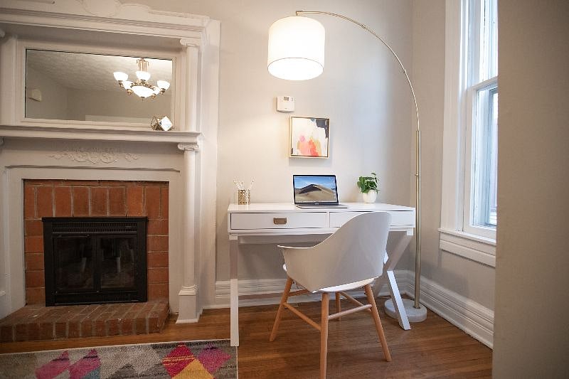 Office desk and chair, perfect office area.