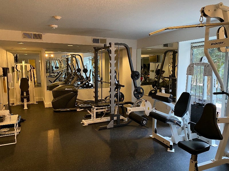 One of two fitness areas in building