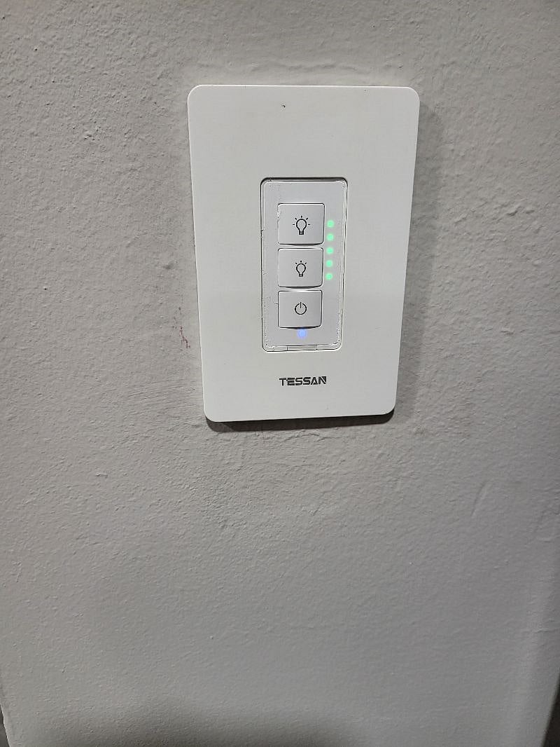 Living room and Dining room lights are controlled by Alexa (voice activated) or you can push the button