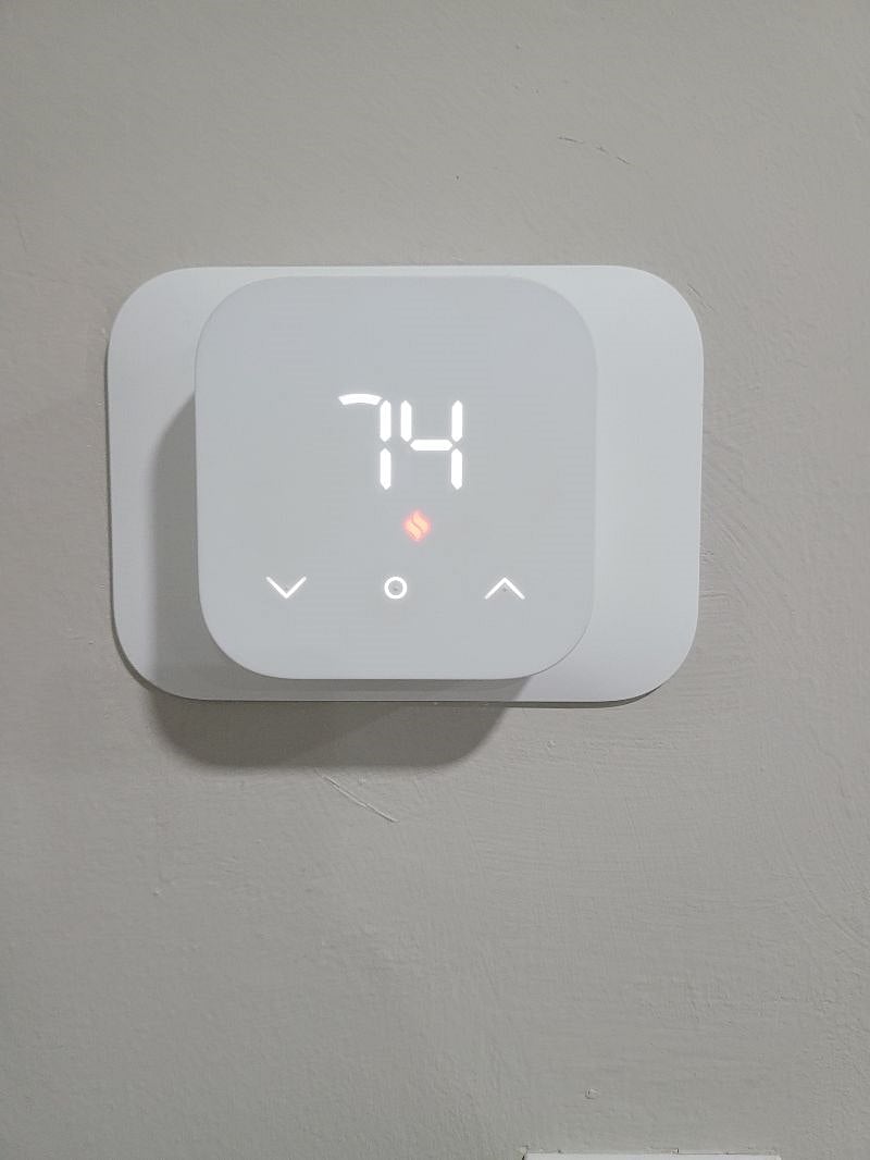 Thermostat is controlled by Alexa, or you can push the buttons