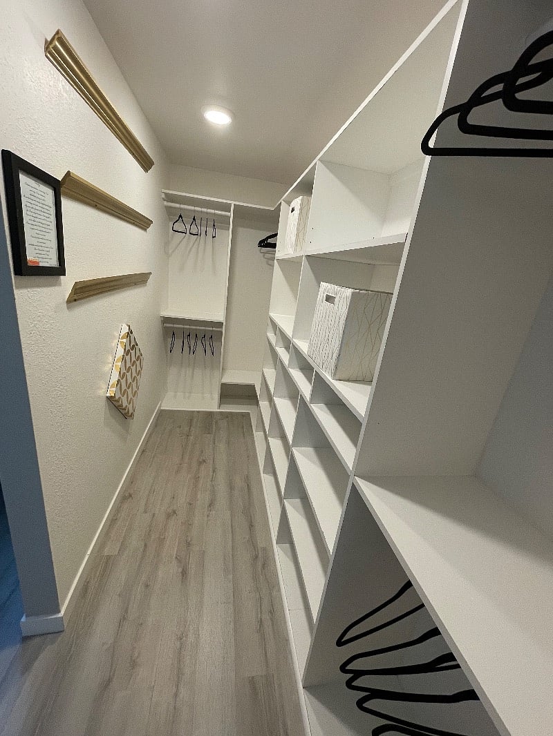 Master bedroom has a walk in closet big enough to share
